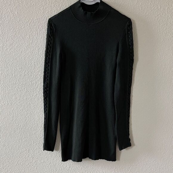 WHITE HOUSE BLACK MARKET Green Long Sleeve Ribbed Knit Dress size Medium - Picture 1 of 6